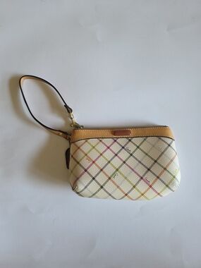 👛Coach Peyton Tattersall Wristlet Pouch in Multicolor Plaid and Tan